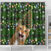 Cat Christmas Tree Shower Curtain Xmas Holiday Patterns - Wonder Print Shop