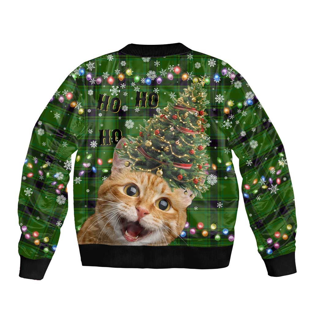 Cat Christmas Tree Sleeve Zip Bomber Jacket Xmas Holiday Patterns - Wonder Print Shop