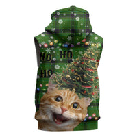 Cat Christmas Tree Sleeveless Hoodie Xmas Holiday Patterns - Wonder Print Shop
