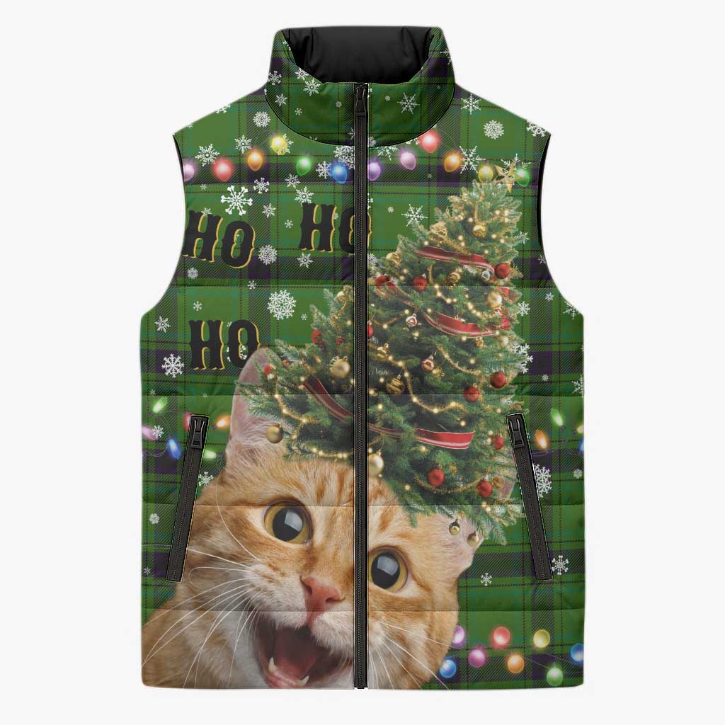 Cat Christmas Tree Sleeveless Puffer Jacket Xmas Holiday Patterns - Wonder Print Shop