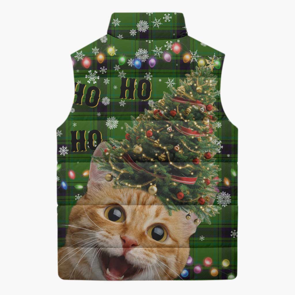 Cat Christmas Tree Sleeveless Puffer Jacket Xmas Holiday Patterns - Wonder Print Shop