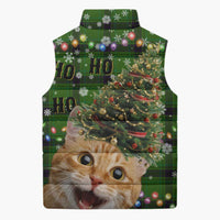 Cat Christmas Tree Sleeveless Puffer Jacket Xmas Holiday Patterns - Wonder Print Shop