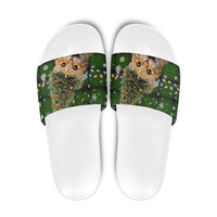 Cat Christmas Tree Slide Sandals Xmas Holiday Patterns - Wonder Print Shop