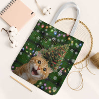 Cat Christmas Tree Tote Bag Xmas Holiday Patterns - Wonder Print Shop