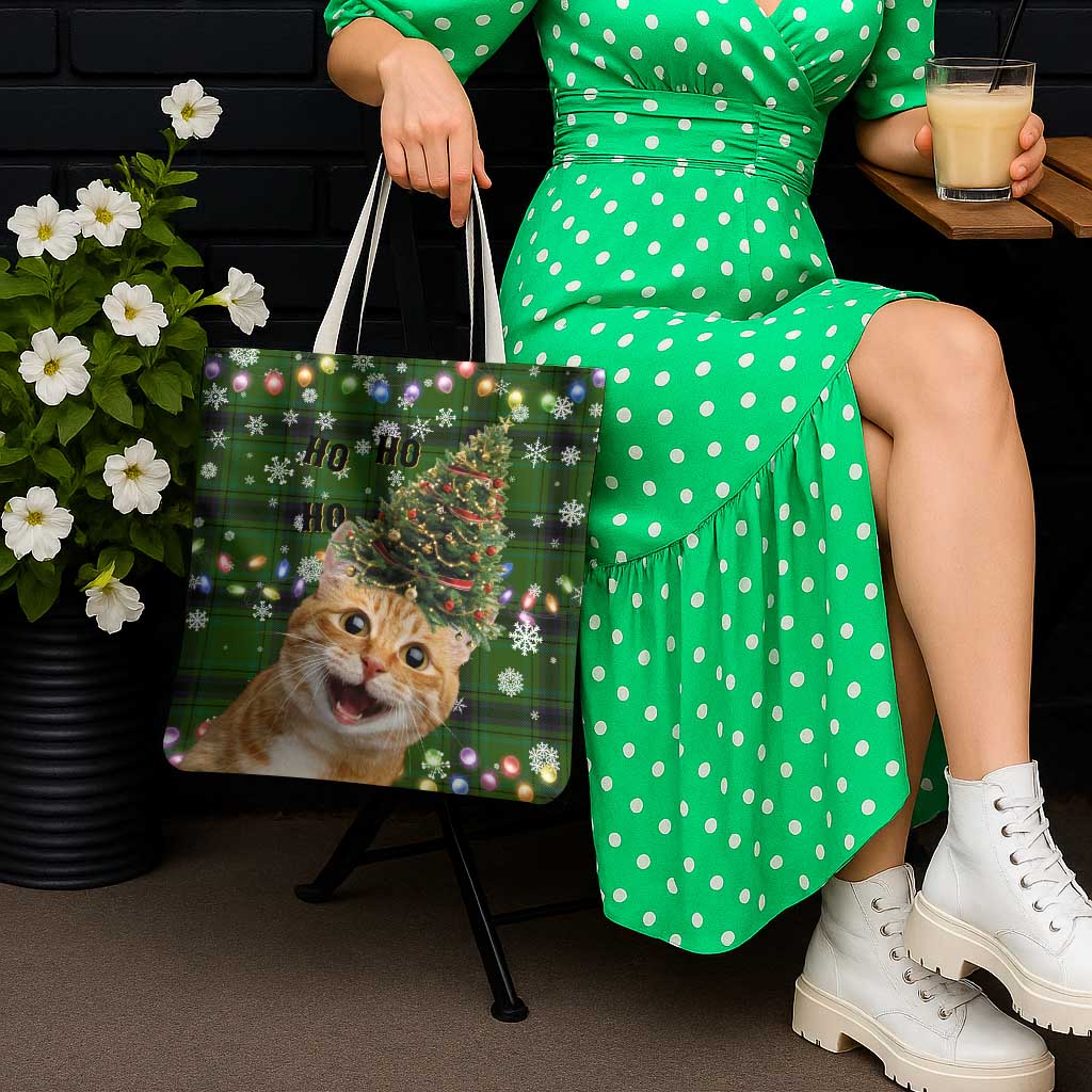 Cat Christmas Tree Tote Bag Xmas Holiday Patterns - Wonder Print Shop