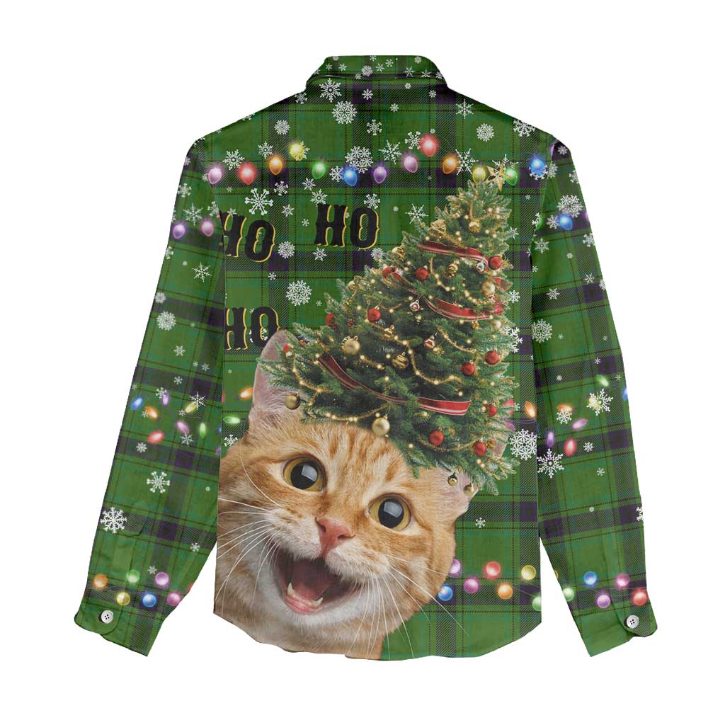Cat Christmas Tree Women Casual Shirt Xmas Holiday Patterns - Wonder Print Shop