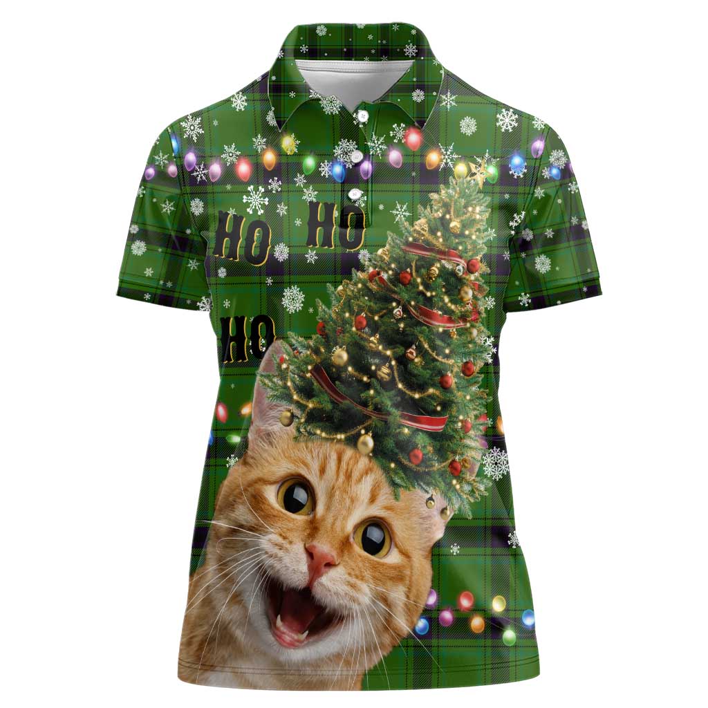 Cat Christmas Tree Women Polo Shirt Xmas Holiday Patterns - Wonder Print Shop