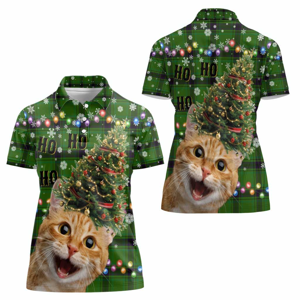 Cat Christmas Tree Women Polo Shirt Xmas Holiday Patterns - Wonder Print Shop