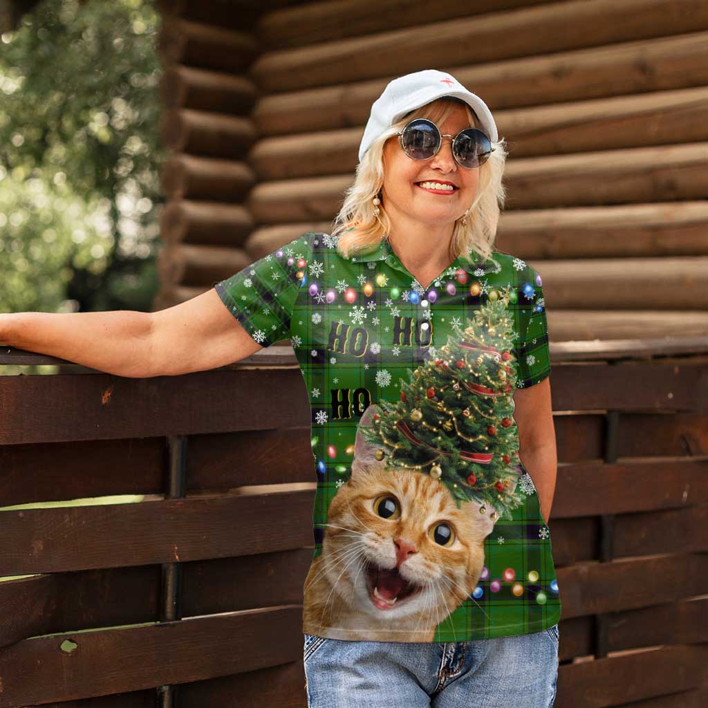Cat Christmas Tree Women Polo Shirt Xmas Holiday Patterns - Wonder Print Shop