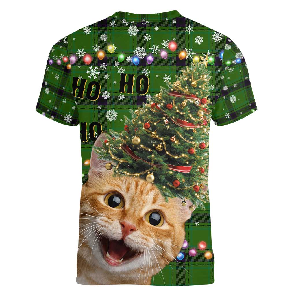 Cat Christmas Tree Women V-Neck T-Shirt Xmas Holiday Patterns - Wonder Print Shop