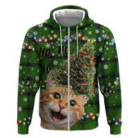 Cat Christmas Tree Zip Hoodie Xmas Holiday Patterns - Wonder Print Shop