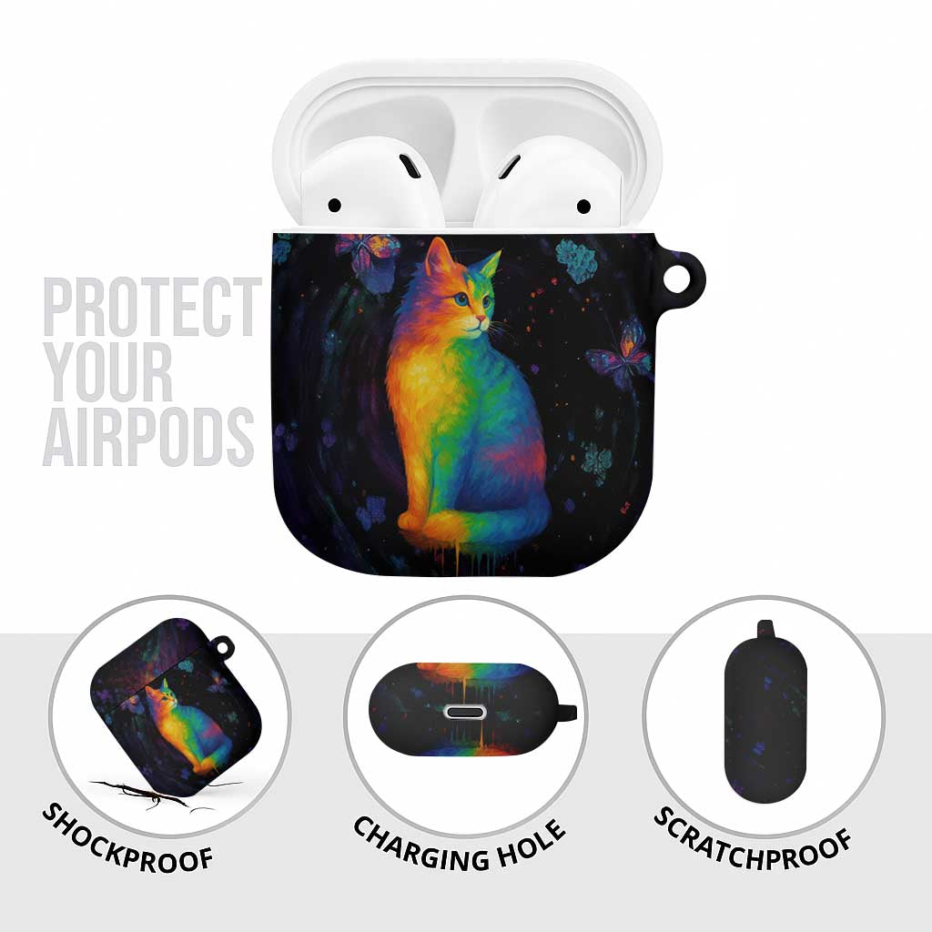 Cat Colorful Christmas AirPods Case Xmas Holiday Patterns - Wonder Print Shop