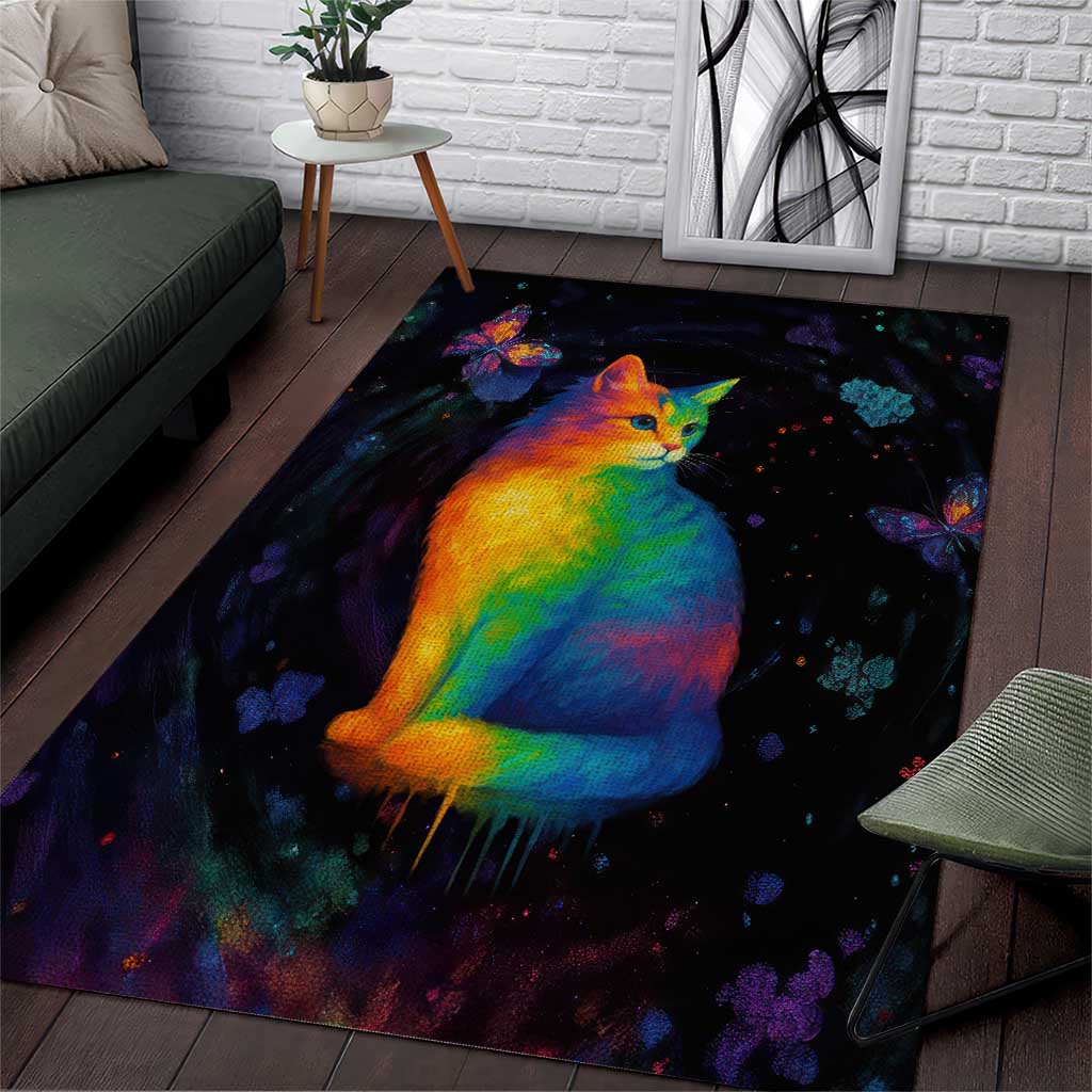 Cat Colorful Christmas Area Rug Xmas Holiday Patterns - Wonder Print Shop