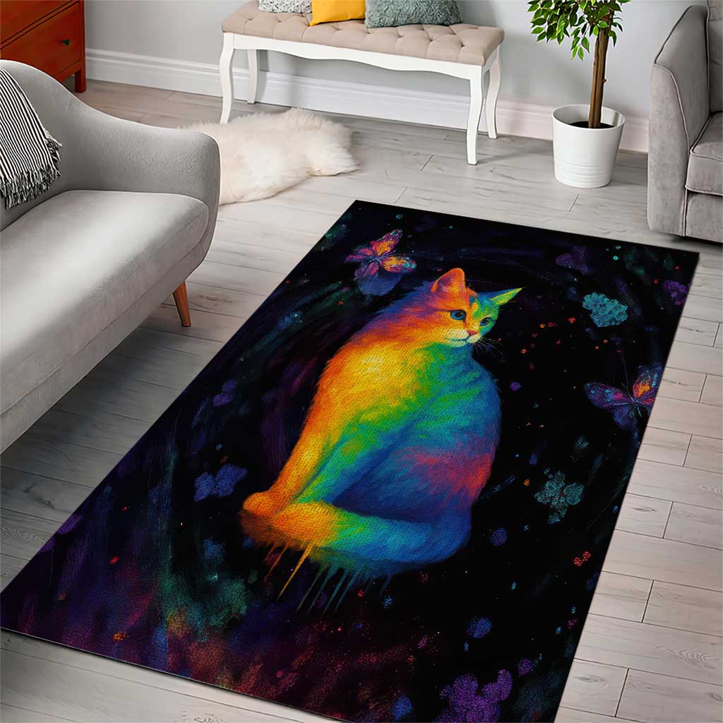 Cat Colorful Christmas Area Rug Xmas Holiday Patterns - Wonder Print Shop