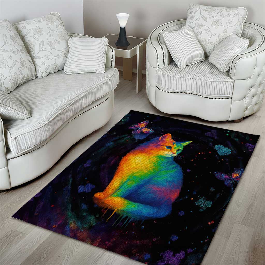 Cat Colorful Christmas Area Rug Xmas Holiday Patterns - Wonder Print Shop