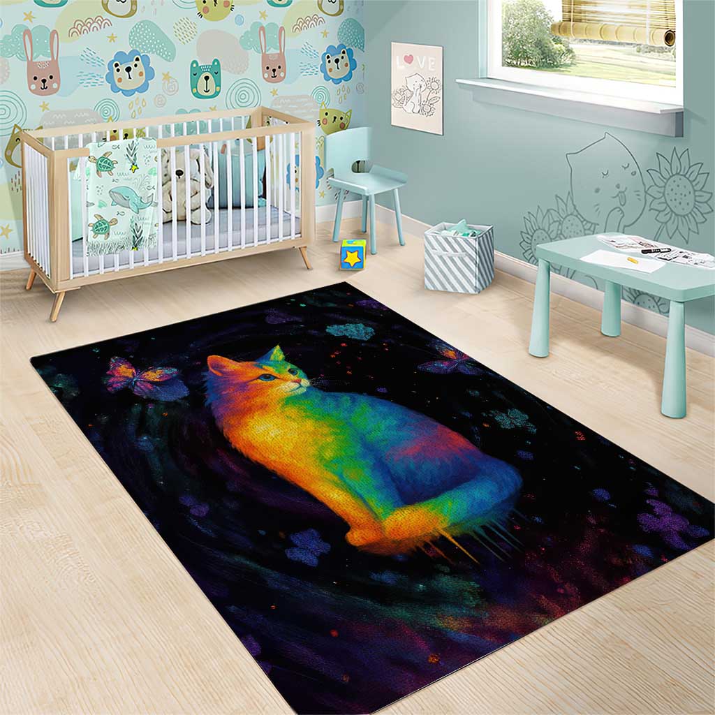 Cat Colorful Christmas Area Rug Xmas Holiday Patterns - Wonder Print Shop
