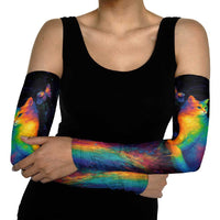 Cat Colorful Christmas Arm Sleeves Xmas Holiday Patterns - Wonder Print Shop