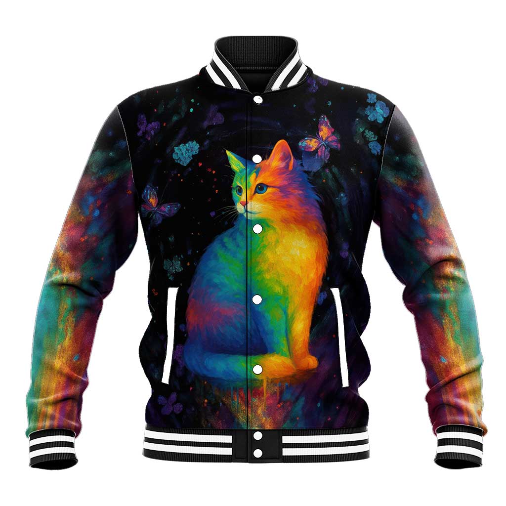 Cat Colorful Christmas Baseball Jacket Xmas Holiday Patterns - Wonder Print Shop