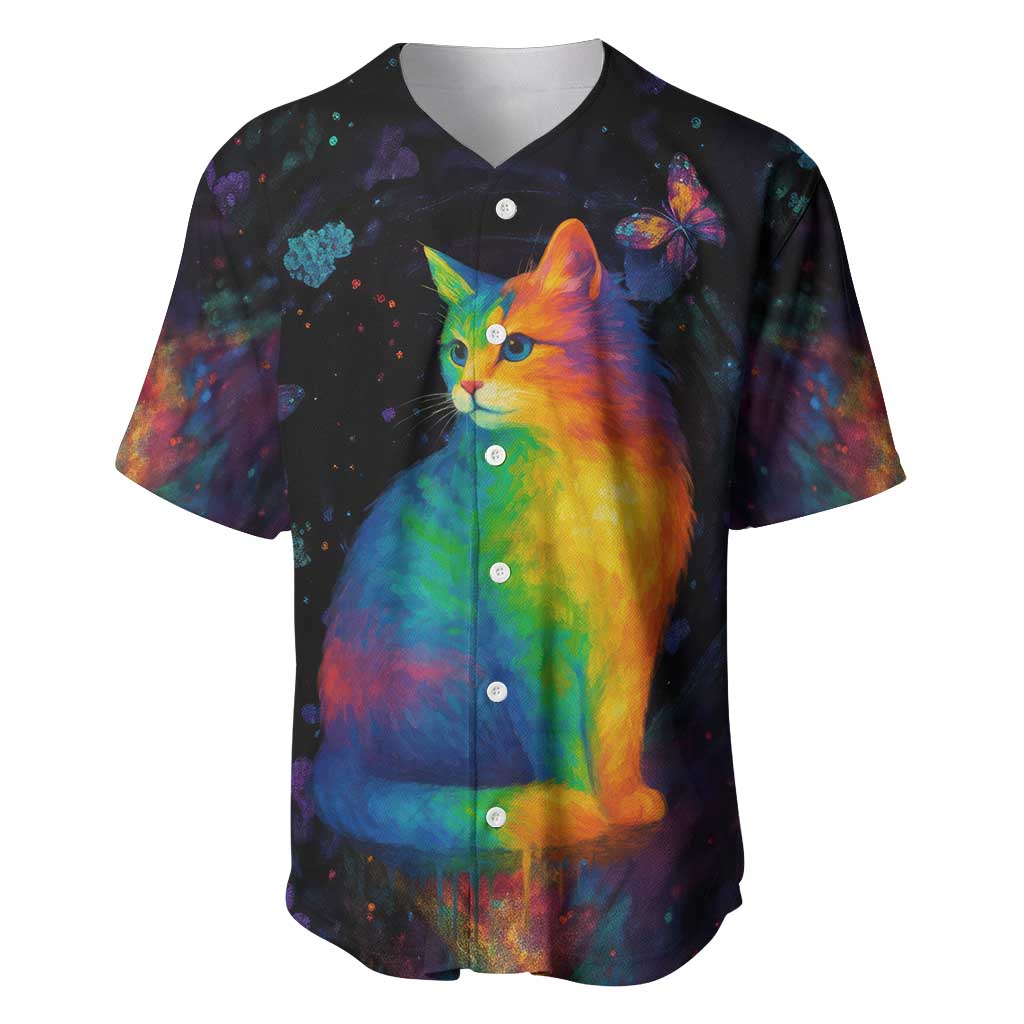Cat Colorful Christmas Baseball Jersey Xmas Holiday Patterns - Wonder Print Shop