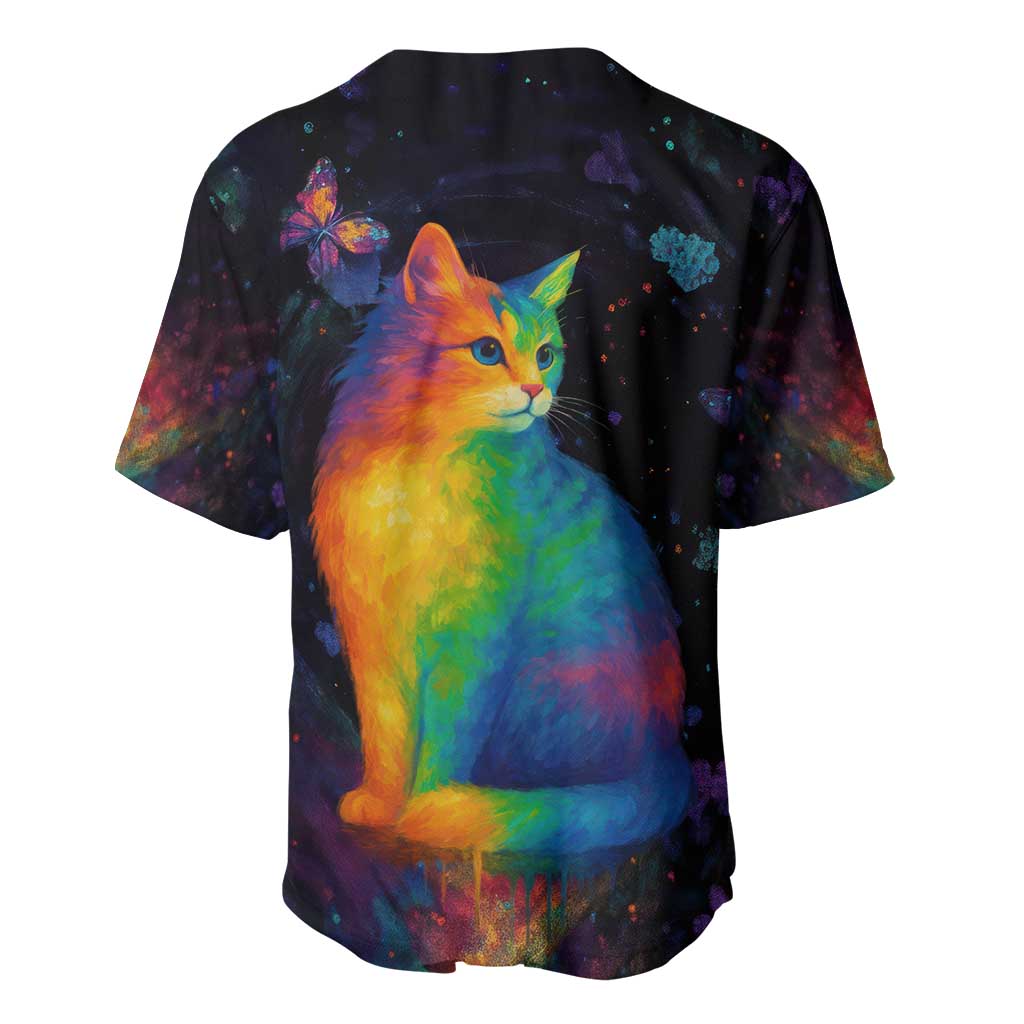 Cat Colorful Christmas Baseball Jersey Xmas Holiday Patterns - Wonder Print Shop