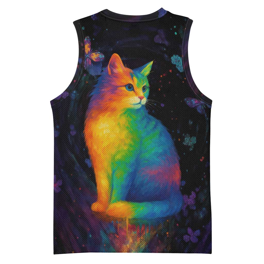 Cat Colorful Christmas Basketball Jersey Xmas Holiday Patterns - Wonder Print Shop