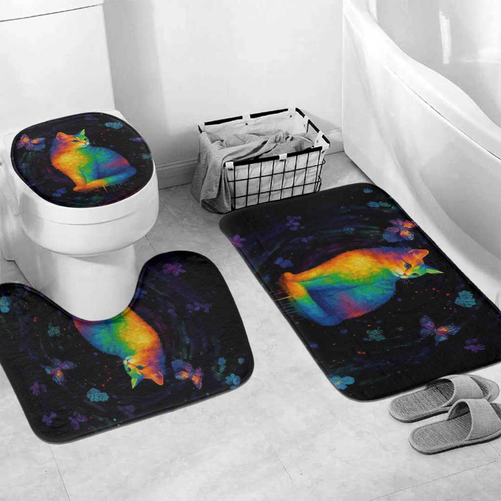 Cat Colorful Christmas Bathroom Set Xmas Holiday Patterns - Wonder Print Shop