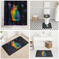 Cat Colorful Christmas Bathroom Set Xmas Holiday Patterns - Wonder Print Shop