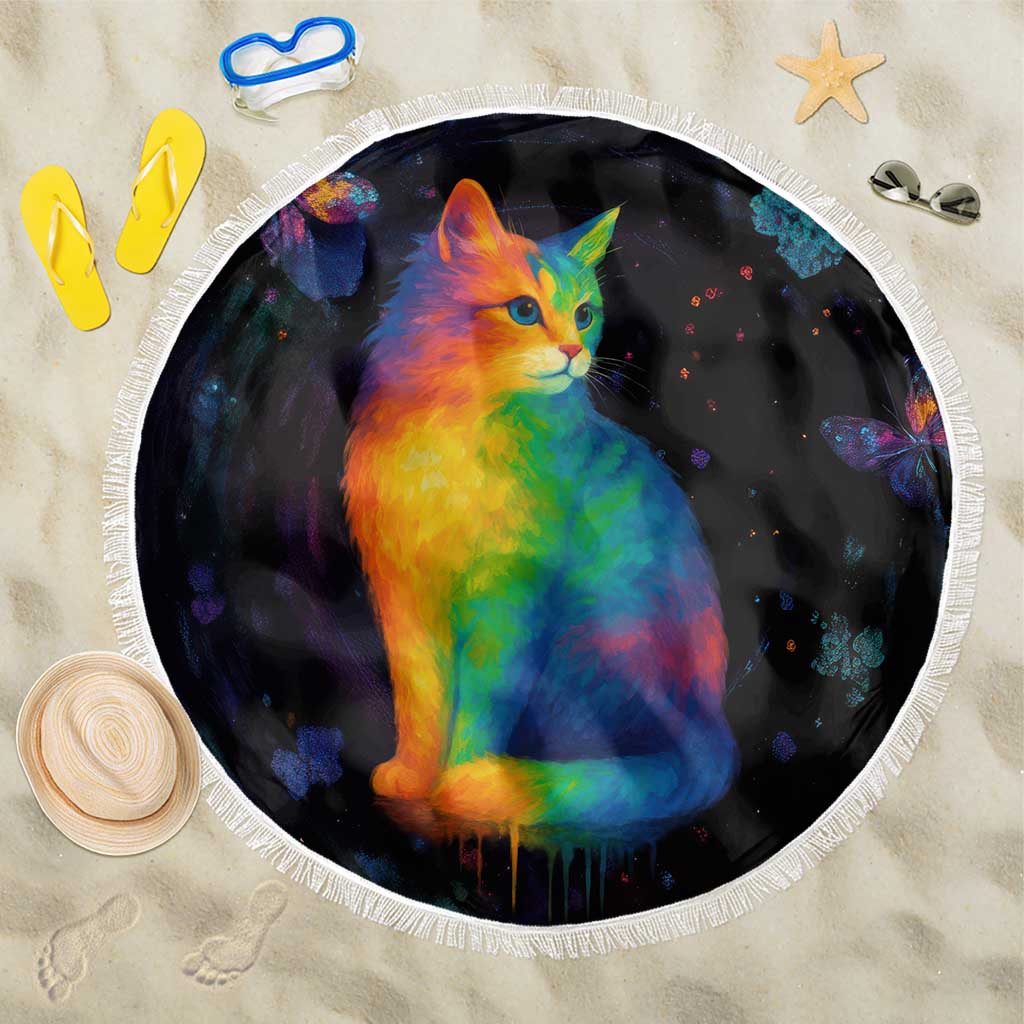 Cat Colorful Christmas Beach Blanket Xmas Holiday Patterns - Wonder Print Shop