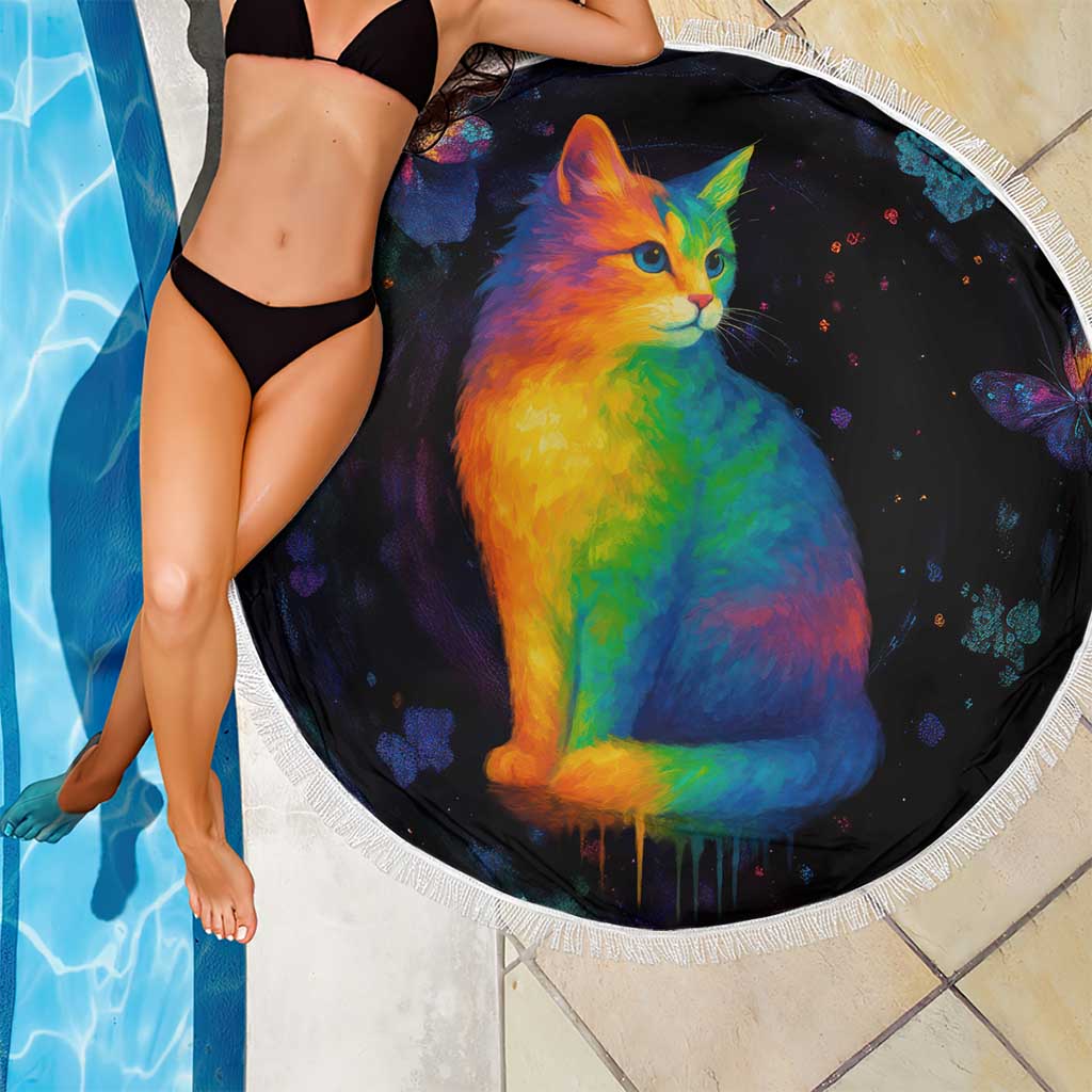 Cat Colorful Christmas Beach Blanket Xmas Holiday Patterns - Wonder Print Shop