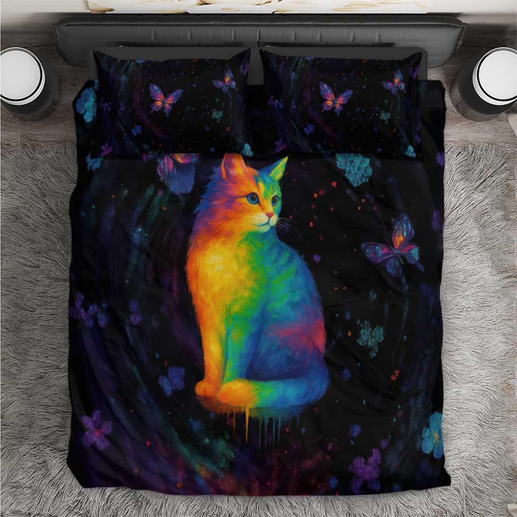 Cat Colorful Christmas Bedding Set Xmas Holiday Patterns - Wonder Print Shop