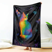Cat Colorful Christmas Blanket Xmas Holiday Patterns - Wonder Print Shop