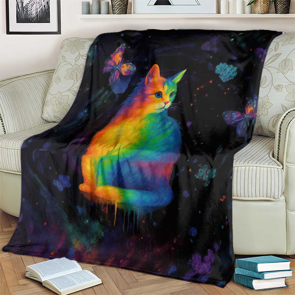 Cat Colorful Christmas Blanket Xmas Holiday Patterns - Wonder Print Shop