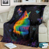 Cat Colorful Christmas Blanket Xmas Holiday Patterns - Wonder Print Shop