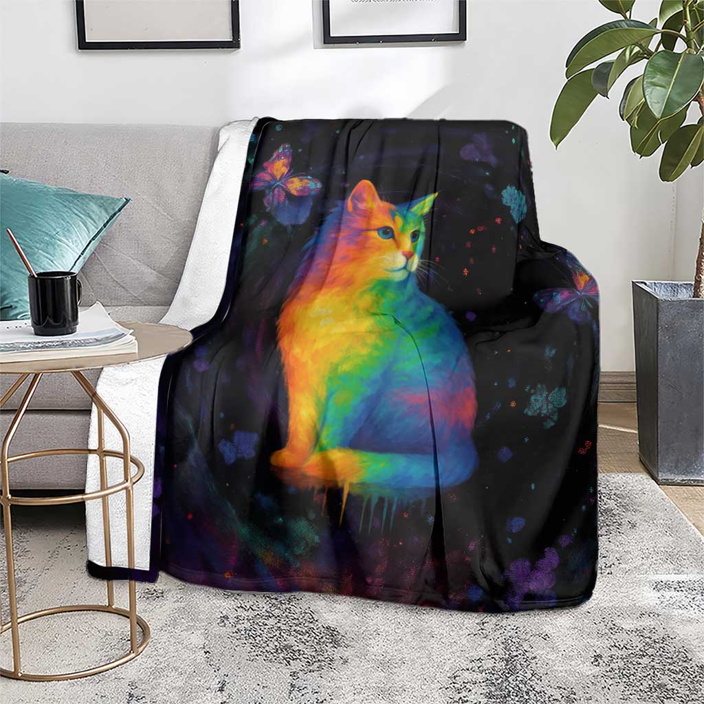 Cat Colorful Christmas Blanket Xmas Holiday Patterns - Wonder Print Shop