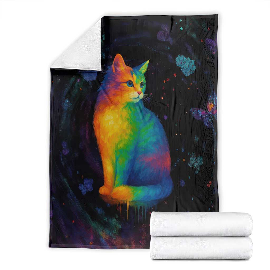 Cat Colorful Christmas Blanket Xmas Holiday Patterns - Wonder Print Shop
