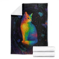 Cat Colorful Christmas Blanket Xmas Holiday Patterns - Wonder Print Shop