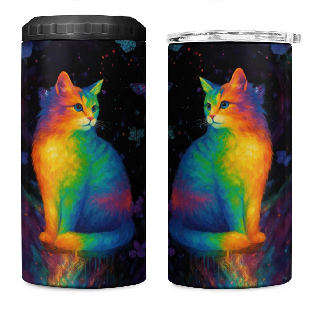 Cat Colorful Christmas 4 in 1 Can Cooler Tumbler Xmas Holiday Patterns - Wonder Print Shop