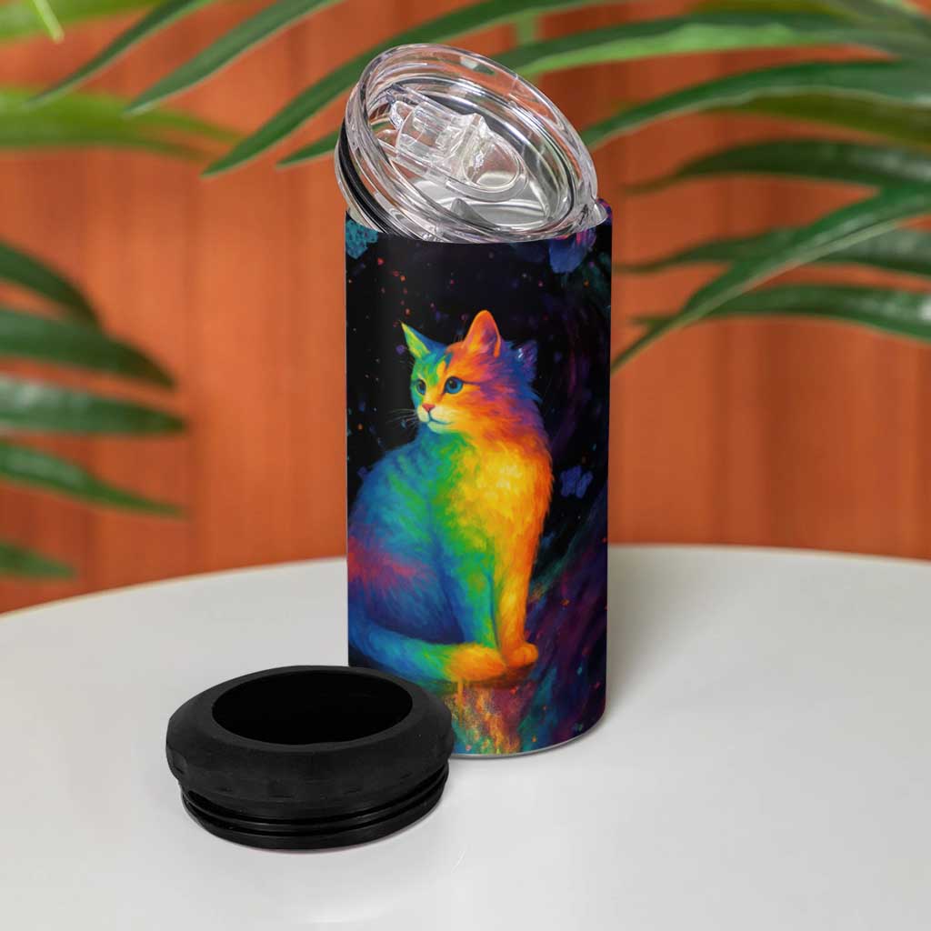 Cat Colorful Christmas 4 in 1 Can Cooler Tumbler Xmas Holiday Patterns - Wonder Print Shop