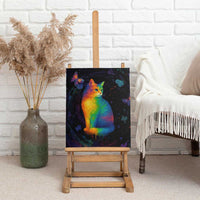 Cat Colorful Christmas Canvas Wall Art Xmas Holiday Patterns - Wonder Print Shop