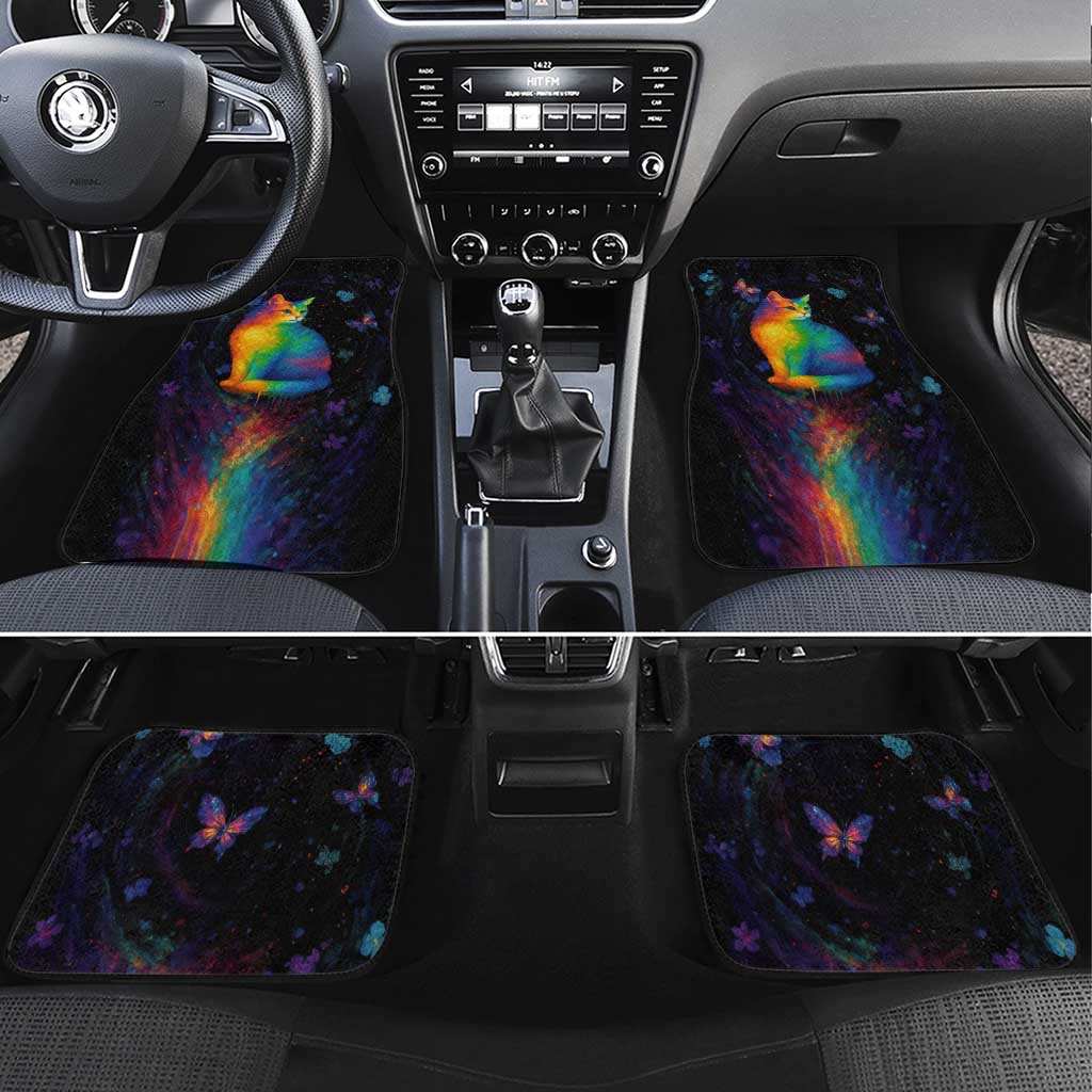 Cat Colorful Christmas Car Mats Xmas Holiday Patterns - Wonder Print Shop