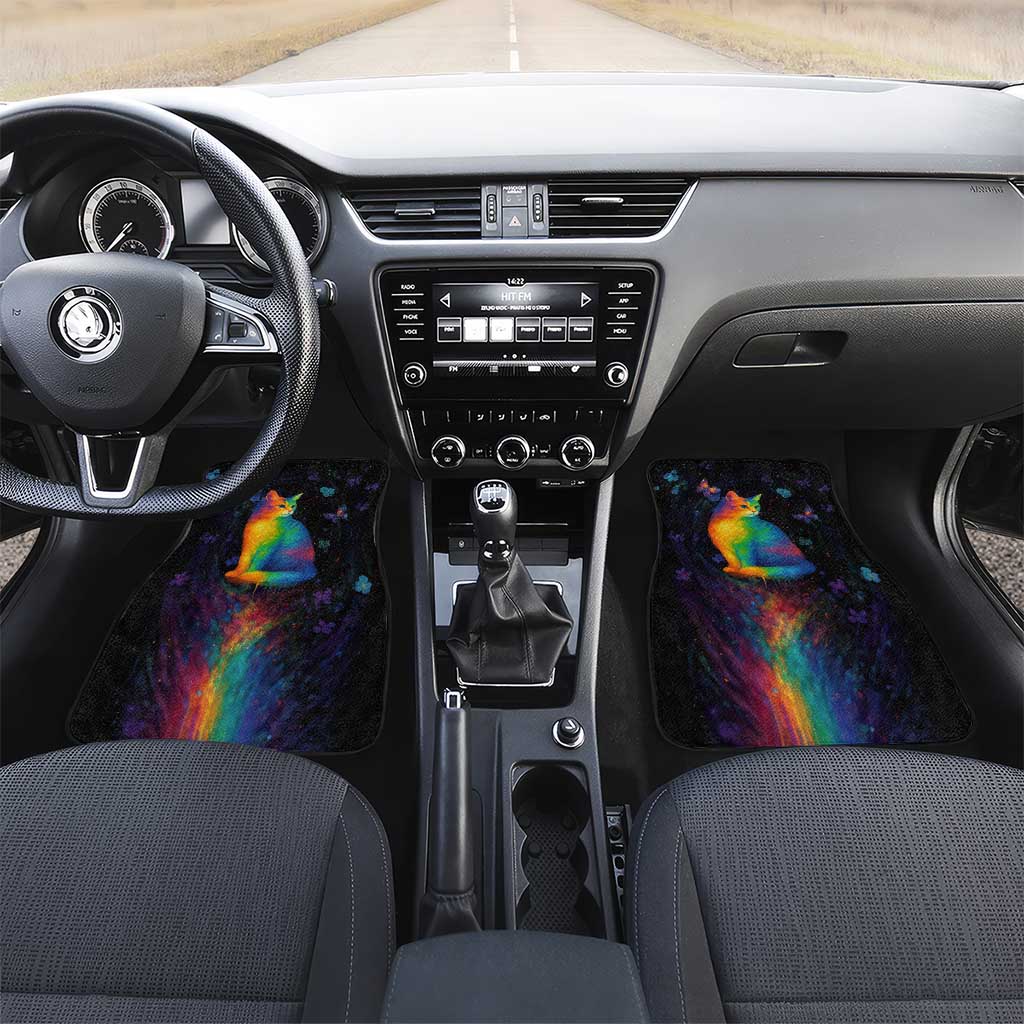Cat Colorful Christmas Car Mats Xmas Holiday Patterns - Wonder Print Shop