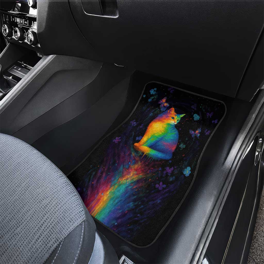 Cat Colorful Christmas Car Mats Xmas Holiday Patterns - Wonder Print Shop
