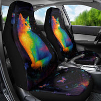 Cat Colorful Christmas Car Seat Cover Xmas Holiday Patterns - Wonder Print Shop