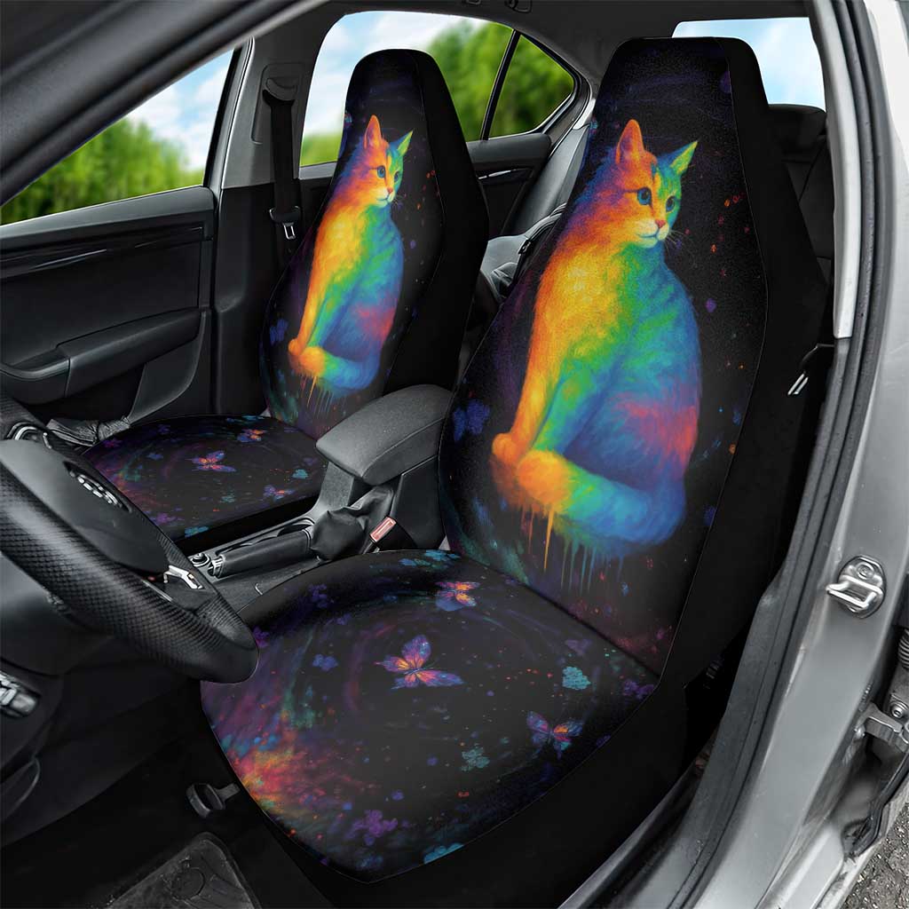 Cat Colorful Christmas Car Seat Cover Xmas Holiday Patterns - Wonder Print Shop