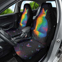 Cat Colorful Christmas Car Seat Cover Xmas Holiday Patterns - Wonder Print Shop