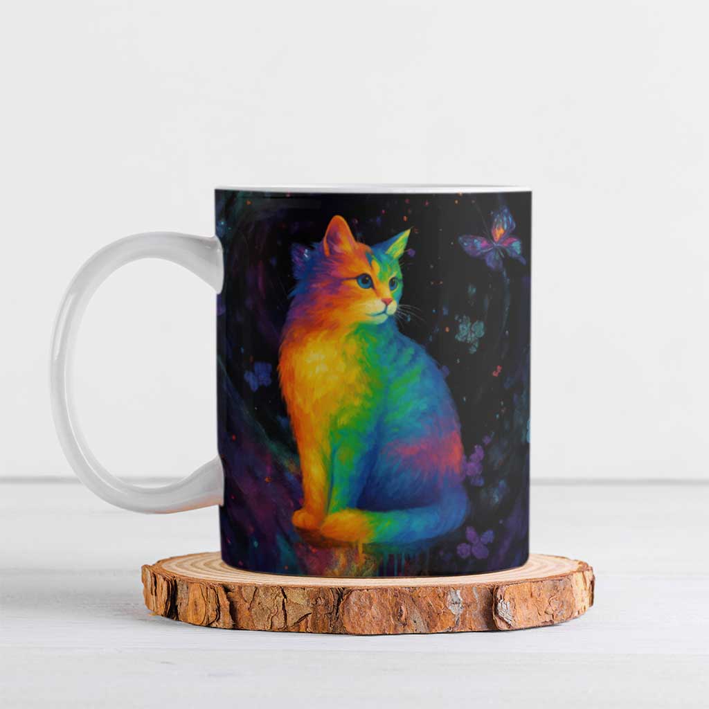 Cat Colorful Christmas Ceramic Mug Xmas Holiday Patterns - Wonder Print Shop