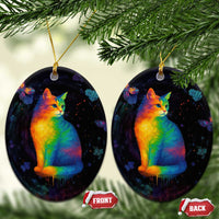 Cat Colorful Christmas Ceramic Ornament Xmas Holiday Patterns - Wonder Print Shop