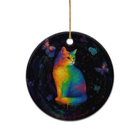 Cat Colorful Christmas Ceramic Ornament Xmas Holiday Patterns - Wonder Print Shop