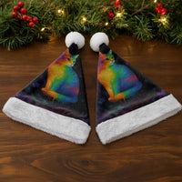 Cat Colorful Christmas Santa Hat Xmas Holiday Patterns - Wonder Print Shop