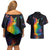 Cat Colorful Christmas Couples Matching Off Shoulder Short Dress and Hawaiian Shirt Xmas Holiday Patterns - Wonder Print Shop